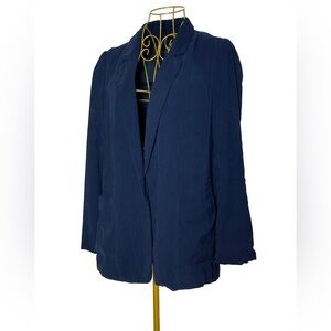 Zara Basic Collection Navy Blue Viscose Blend One-Button Blazer with Pockets, M
